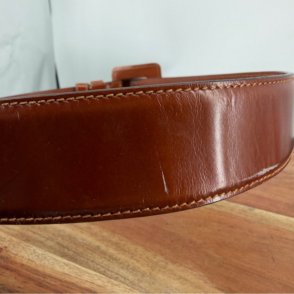Vintage Ann Taylor Belt Italian Leather Brown, Size Small S square buckle - Picture 4 of 9
